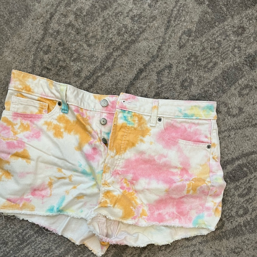 Neon Tie Dye jean shorts